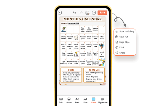 complete monthly calendar planner template view