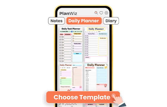  planwiz app showing multiple daily planner templates to choose from