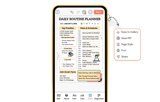 complete daily routine template view