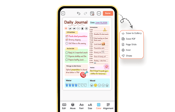 complete digital journal template view