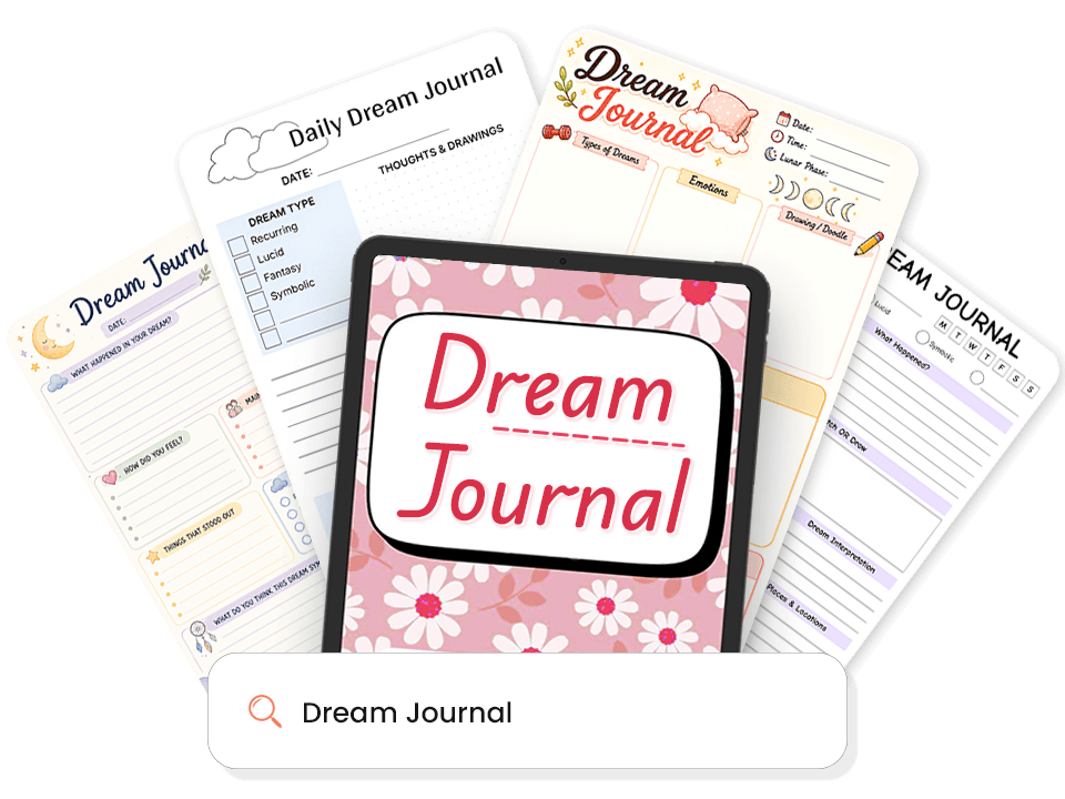 Collection of dream journal templates in PlanWiz app