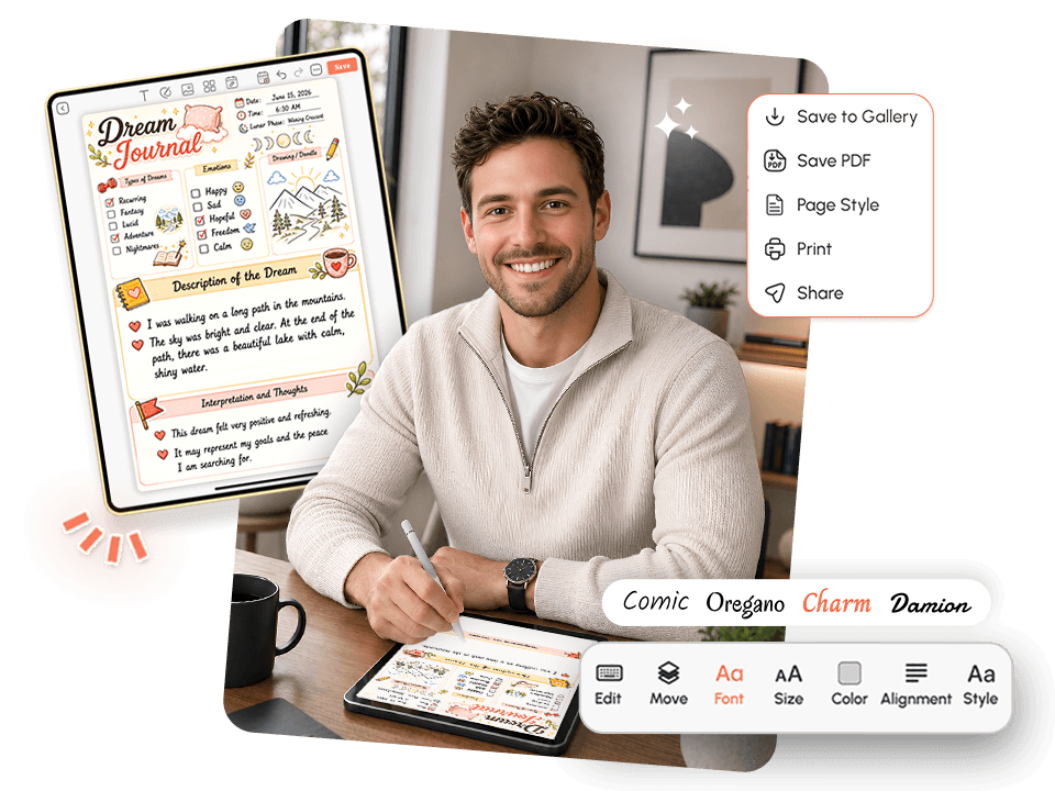 Person using Dream Journal App