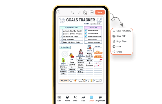 complete goal tracker template view