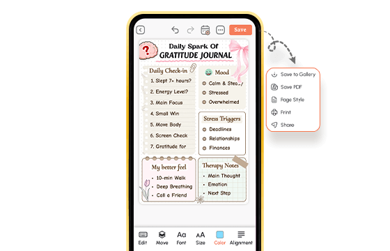 complete gratitude journal template view