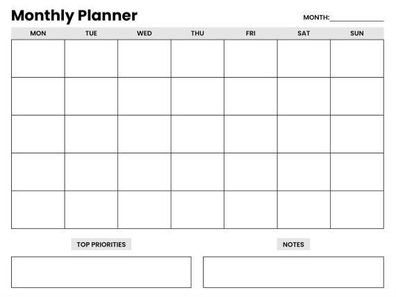 simple-minimal-monthly-planner