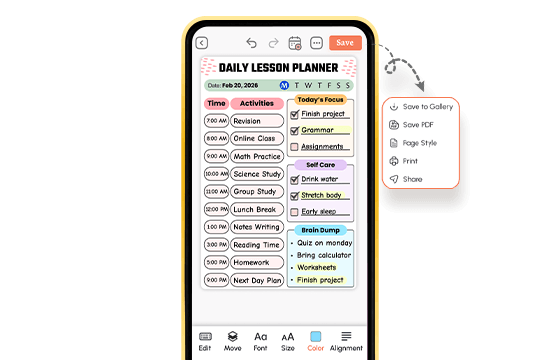 complete daily lesson planner template view