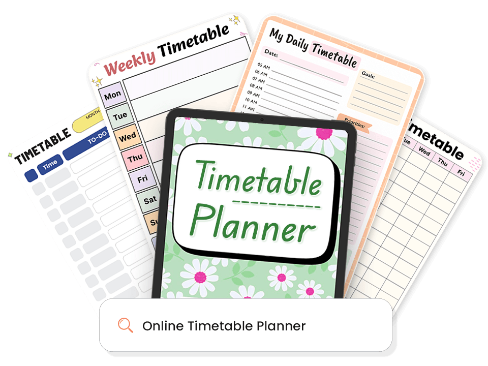  Online timetable planner template library showing daily, weekly, and time-based layouts