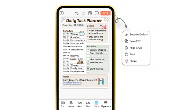 complete daily task template view