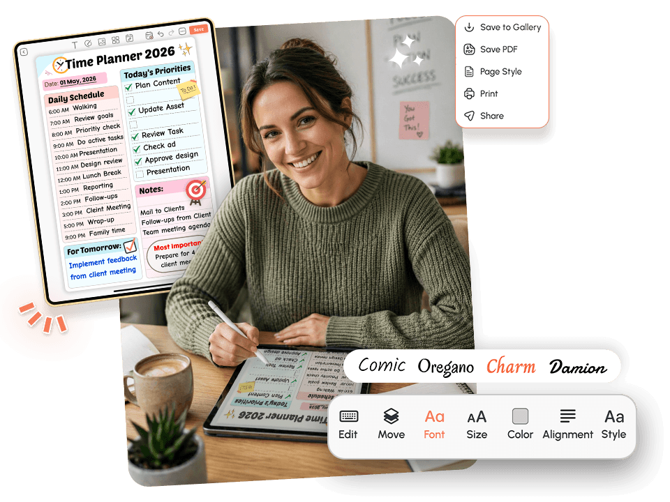 Woman using Time planner app