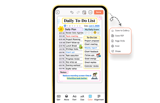 daily to-do list app showing scheduled tasks