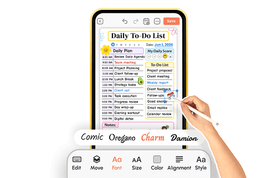 hand using stylus to edit daily to-do list